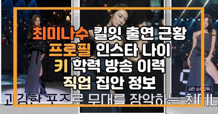 최미나수 킬잇 출연 근황 프로필 인스타 나이 키 학력 방송 이력 직업 집안 정보