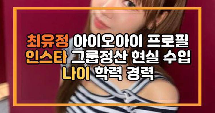 최유정 아이오아이 프로필 인스타 그룹정산 현실 수입 나이 학력 경력