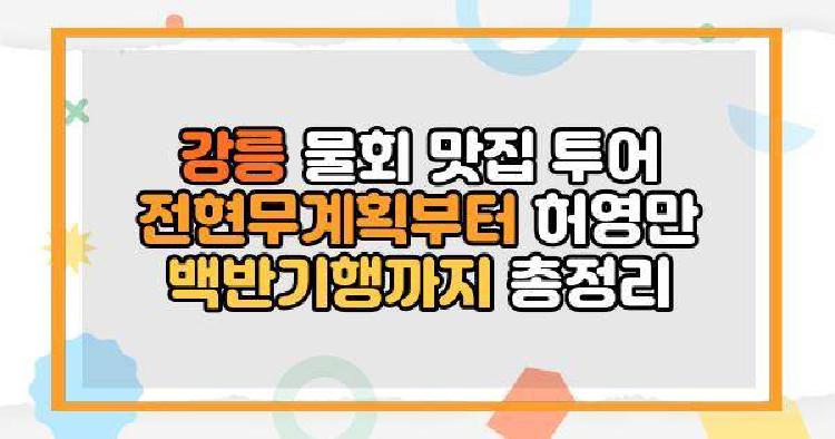 강릉 물회 맛집 투어 전현무계획부터 허영만 백반기행까지 총정리