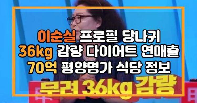 이순실 프로필 당나귀 36kg 감량 다이어트 연매출 70억 평양명가 식당 정보