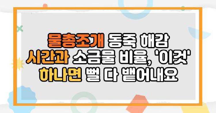 물총조개 동죽 해감 시간과 소금물 비율, '이것' 하나면 뻘 다 뱉어내요